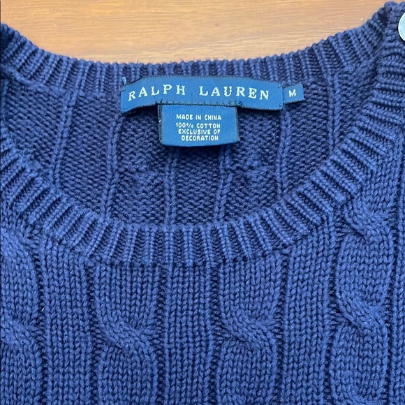 Ralph Lauren Navy Cable Knit Crewneck Sweater - Picture 2 of 12
